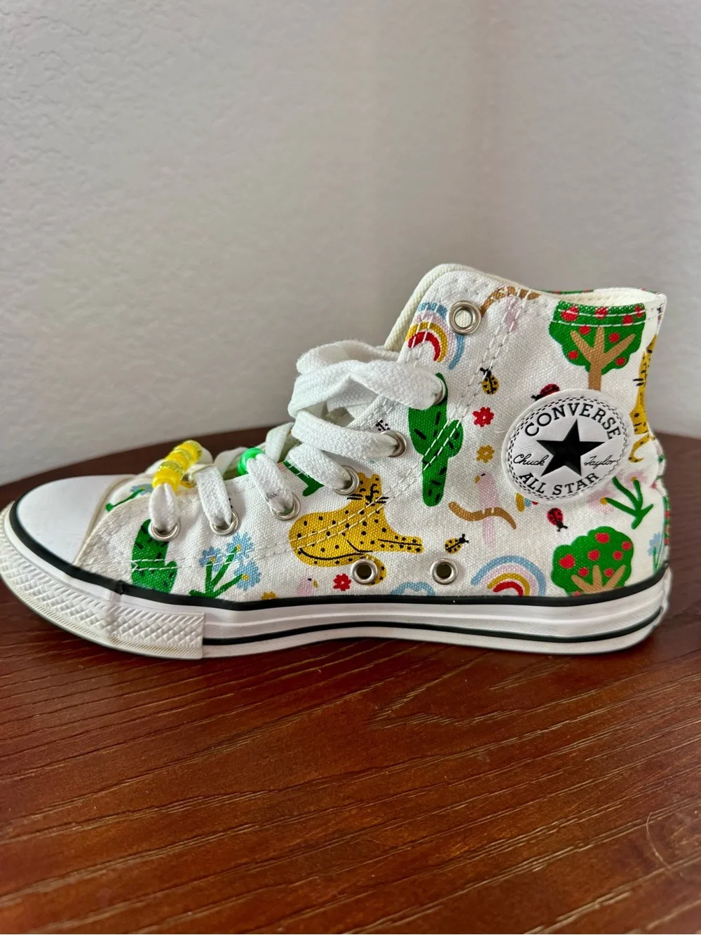 Converse Kids' Explore Nature White High-Top Sneakers with Rainbow & Animals